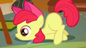 Apple Bloom with no eyelashes.