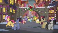 Ponies dancing in the Canterlot square S6E8