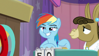 Rainbow Dash with a confident grin S9E16