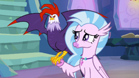 Silverstream with Edith perched on her claw S9E11