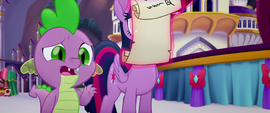 Spike bashfully greeting Rarity MLPTM