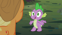 Spike's shocked about what Applejack did.