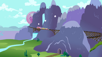 Outside Canterlot. We see the forcefield around it.