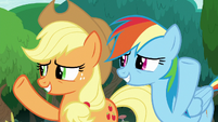 AJ and Rainbow wave goodbye to Twilight S8E9