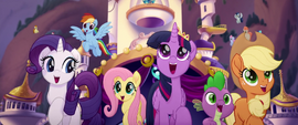 Main five and Spike singing together MLPTM