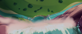 Overhead view of the steep waterfall MLPTM