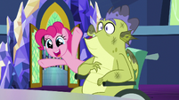 Pinkie pops up from behind Sludge S8E24