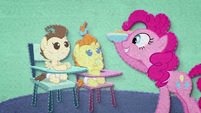 Pinkie serving food to Pound and Pumpkin BFHHS2