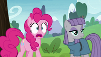 Pinkie staring in shock; Maud staring blankly S8E3