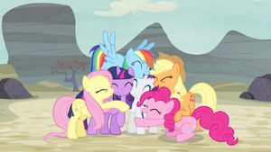 Mane Six group hug again S5E02