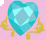 Multifaceted light blue crystal heart between gold laces (when disguised as Princess Cadance in S2E25 and S2E26)