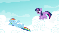 Rainbow lying down on the cloud S4E21