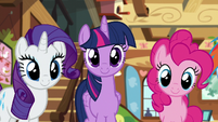 Rarity, Twilight, and Pinkie listen to Fluttershy S7E5