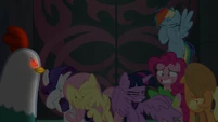 Mane Seven shielding their eyes S8E25