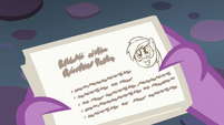 Spike reads Starlight's lesson card about Rainbow Dash S6E21