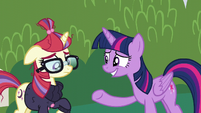 Twilight offers a friendly hoof to Moon Dancer S5E12