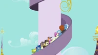Angry delegates storm up the tower steps S5E10.png (708 KB) Angry delegates storm up the tower steps S5E10
