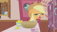 Applejack makes a face when Pinkie asks for wheat germ S1E4