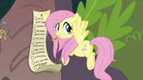Fluttershy pinning her to-do list to a tree S9E18