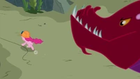 Pinkie Pie running away from quarray eel S7E4.png (729 KB) Pinkie Pie running away from quarray eel S7E4