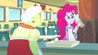 Pinkie Pie sipping fruit juice in the cafeteria SS10