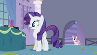 Rarity is not amused by the burnt foods.