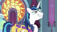 Shining Armor grinning with triumph S9E4