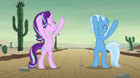 Starlight and Trixie wave their hooves S8E19