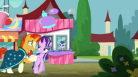 Sunburst pushes Starlight toward village entrance S8E8