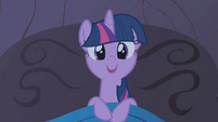 Twilight, excited about her first Winter Wrap Up in Ponyville.