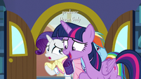 "Even though Rainbow Dash and Rarity enjoy doing different things,"