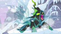 Chrysalis swooping down on the snow S9E24