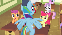 Fillies in awe of Rainbow Dash S4E05