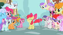 The ponies admire Apple Bloom S2E06