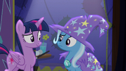 Trixie looking confused at Twilight S6E6