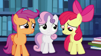 Cutie Mark Crusaders pouting with worry S6E19