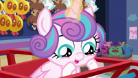 Flurry Heart looking at the cart's wheels S7E3