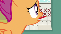 Scootaloo crossing out a calendar day S9E12