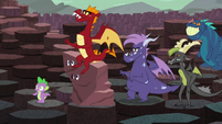 Spike, Garble, and the other dragons hear a sneeze S6E5