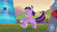 Twilight and Spike cheering S2E22