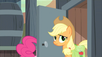 Applejack at the outhouse S2E14
