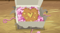 Heart-shaped apple pie inside the package S8E10