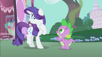 Rarity cringing from smelly Spike S1E25