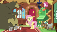 Fluttershy surrounded by her animal friends S7E5