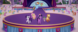 Main five and Spike sing on the finished stage MLPTM