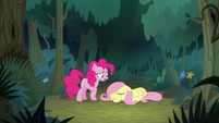 Pinkie Pie approaches crying Fluttershy S8E13