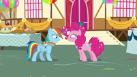 Rainbow Dash asking if Pinkie Pie is okay S7E23