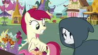 Rarity appears before Rose in a cloak S7E19