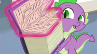 Rule book's pages magically flip open S8E9