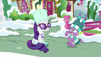 Spike about to run away from Rarity MLPBGE